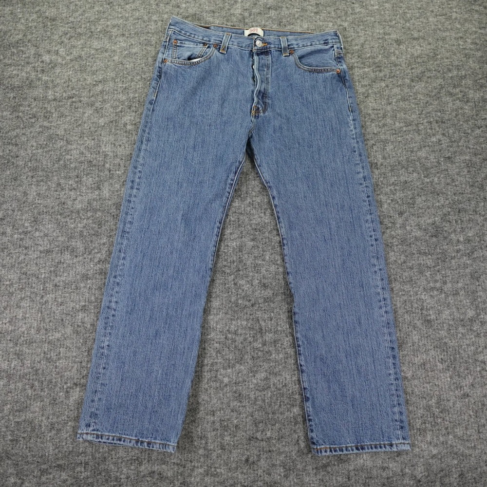 Levi's 501 Jeans Mens 36x30 Blue Denim Straight Leg‎ Button Fly Made in Haiti